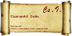 Csarankó Iván névjegykártya